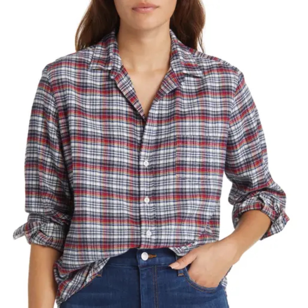 Frank & Eileen Relaxed Plaid Button Down Long Sleeve Shirt Top.Large Finbar